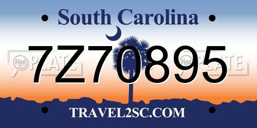 7Z70895 South Carolina License Plate