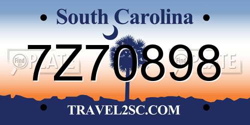7Z70898 South Carolina License Plate