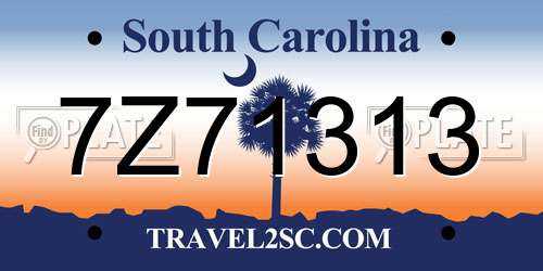 7Z71313 South Carolina License Plate