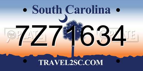 7Z71634 South Carolina License Plate