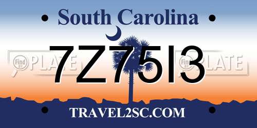 7Z75I3 South Carolina License Plate