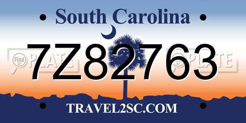 7Z82763 South Carolina License Plate