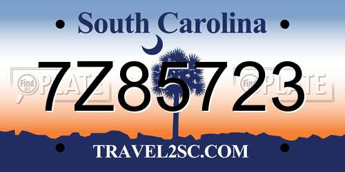 7Z85723 South Carolina License Plate