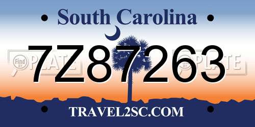 7Z87263 South Carolina License Plate