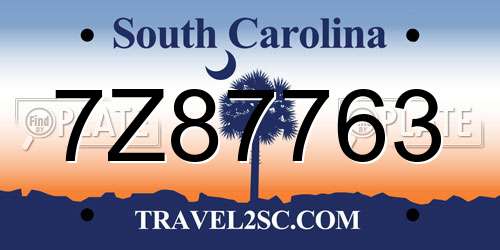 7Z87763 South Carolina License Plate