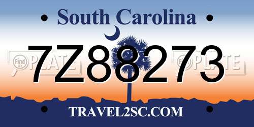 7Z88273 South Carolina License Plate
