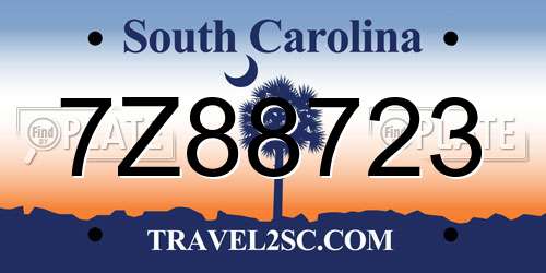 7Z88723 South Carolina License Plate