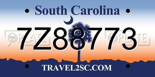 7Z88773 South Carolina License Plate