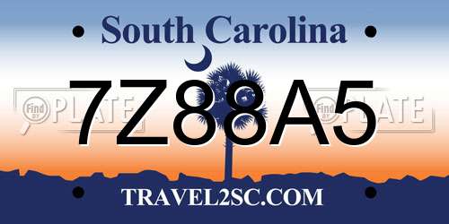 7Z88A5 South Carolina License Plate