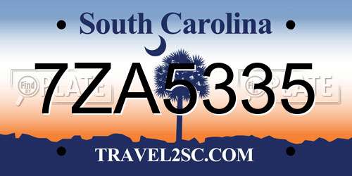 7ZA5335 South Carolina License Plate
