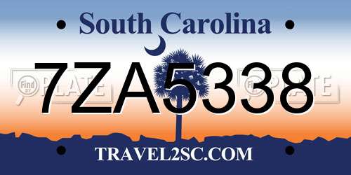 7ZA5338 South Carolina License Plate