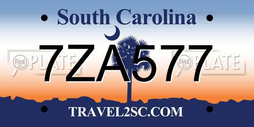 7ZA577 South Carolina License Plate