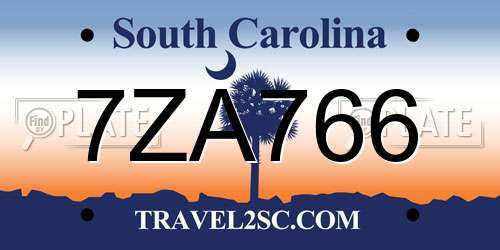 7ZA766 South Carolina License Plate