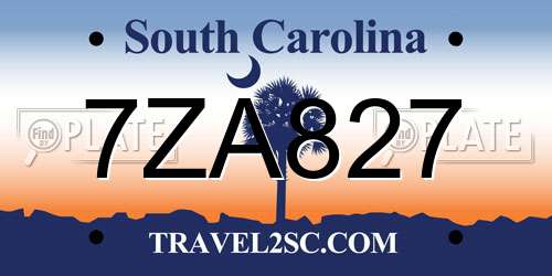 7ZA827 South Carolina License Plate