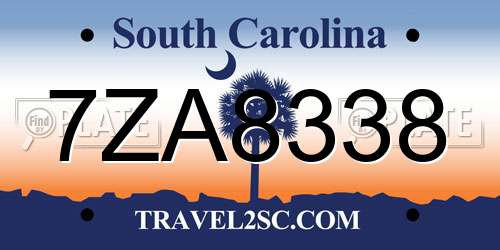 7ZA8338 South Carolina License Plate