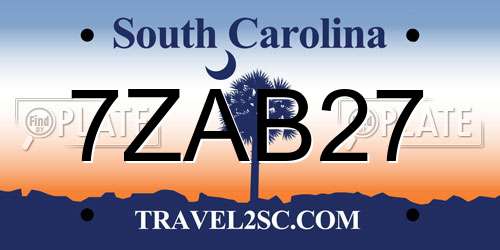 7ZAB27 South Carolina License Plate