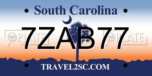 7ZAB77 South Carolina License Plate