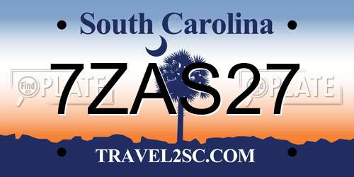 7ZAS27 South Carolina License Plate