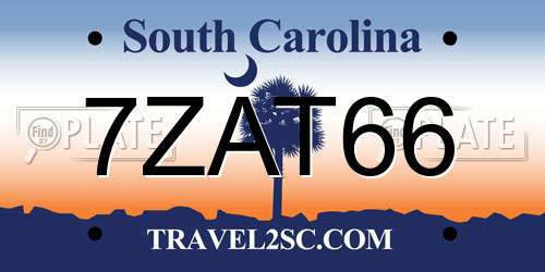 7ZAT66 South Carolina License Plate