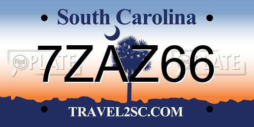 7ZAZ66 South Carolina License Plate