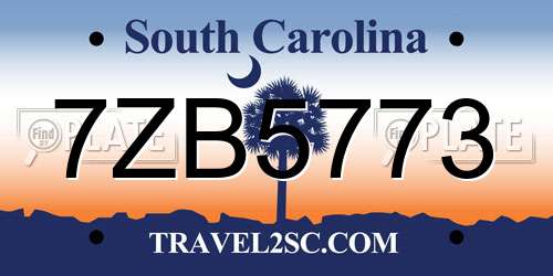 7ZB5773 South Carolina License Plate