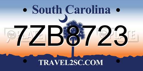 7ZB8723 South Carolina License Plate