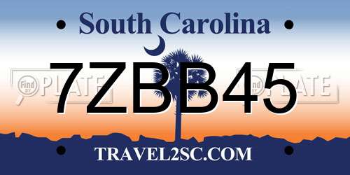 7ZBB45 South Carolina License Plate