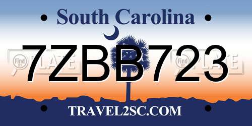 7ZBB723 South Carolina License Plate