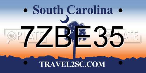 7ZBE35 South Carolina License Plate