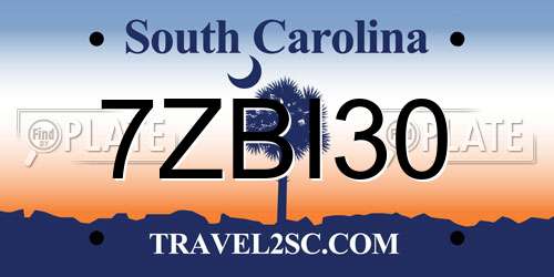 7ZBI30 South Carolina License Plate