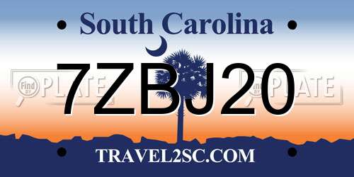 7ZBJ20 South Carolina License Plate