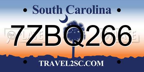 7ZBQ266 South Carolina License Plate