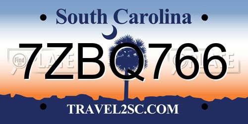 7ZBQ766 South Carolina License Plate