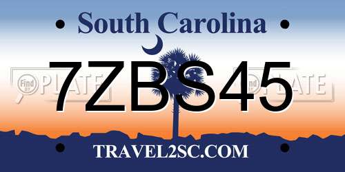 7ZBS45 South Carolina License Plate