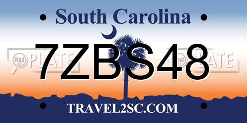 7ZBS48 South Carolina License Plate