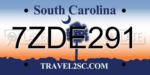 7ZDE291 South Carolina License Plate