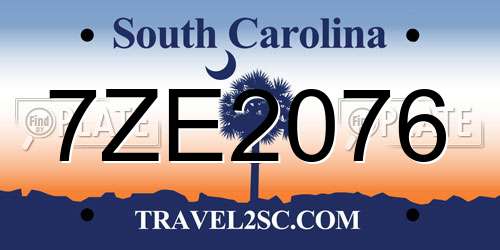 7ZE2076 South Carolina License Plate