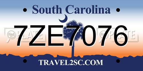 7ZE7076 South Carolina License Plate
