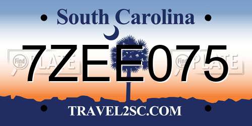 7ZEE075 South Carolina License Plate