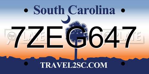 7ZEG647 South Carolina License Plate