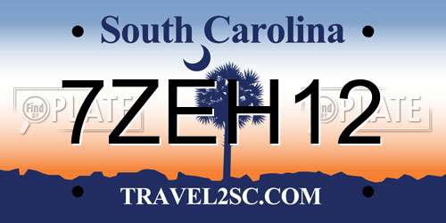7ZEH12 South Carolina License Plate