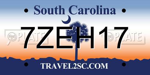 7ZEH17 South Carolina License Plate