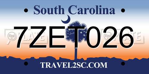7ZET026 South Carolina License Plate