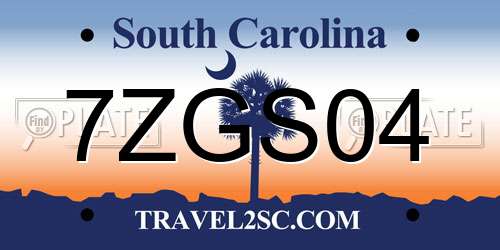 7ZGS04 South Carolina License Plate