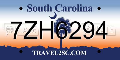 7ZH6294 South Carolina License Plate