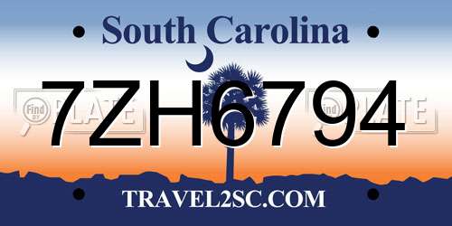 7ZH6794 South Carolina License Plate