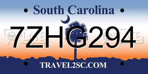 7ZHG294 South Carolina License Plate