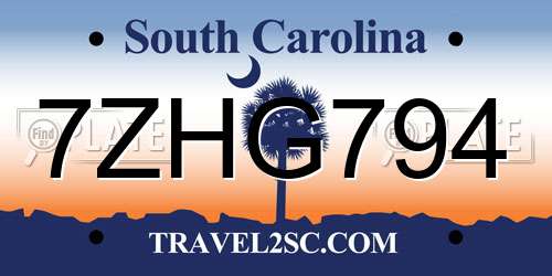 7ZHG794 South Carolina License Plate