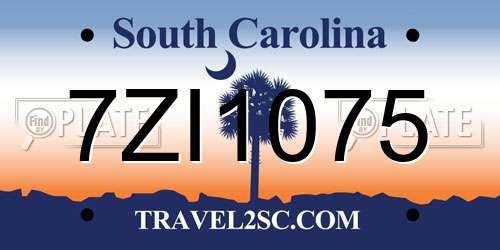 7ZI1075 South Carolina License Plate