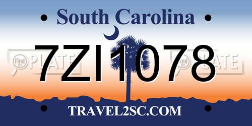 7ZI1078 South Carolina License Plate